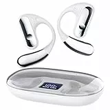 Boytond Open Ear Bluetooth Kopfhörer, mit 4 Mic, 40 Std Dual LED Anzeige Type-C Kopfhörer Kabellos Bluetooth 5.3, IP7 wasserdichte ENC Sport Kopfhörer Weiße
