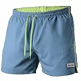 Mount Swiss Männer Badehose Dario mit seitlichen Taschen Gesäßtasche I Modische Herren Shorts Schwimmen Freizeit Wassersport I Badeshorts in der Farbe Denim-Blau, Größe XL