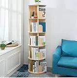 Heehee Massivholz Drehbares Bücherregal, 360-Grad-Display, bodenstehendes Bücherregal, Lagerregal für Kinder und Erwachsene, multifunktionaler Organizer (5-stöckig)