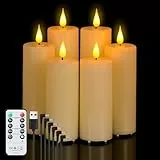 Forever Speed 6 Stück Led Kerzen Aufladbar mit Fernbedienung Timer (12cm/14cm/16cm) Wiederaufladbare Flammenlose Kerzen für Heimdekoration, Weihnachten, Hochzeiten