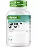 vit4ever Calciumcitrat - 180 Kapseln - hochdosiert mit 1100 mg pro Kapsel - 2 Monatsvorrat- hohe Bioverfügbarkeit - Kalzium für Knochen, Zähne & Energiestoffwechsel - laborgeprüft, vegan