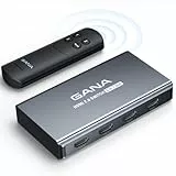 GANA HDMI-Switch, 3 Eingänge, 1 Ausgang, 4 K @ 60 Hz, mit Fernbedienung – Aluminium-Switch, kompatibel mit Xbox, PS5/4/3 – Grau