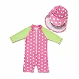 BONVERANO Baby Mädchen Badeanzug EIN stück 3/4 der ärmellänge UV-Schutz 50+ Badekleidung MIT Einem Reißverschluss…(Pink-Grüne,12-18Monate…