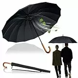LOGAN & BARNES Stockschirm Sturmfest Ø120cm mit hochwertigem Echtholzgriff und geräuschloser Gummispitze - XXL Regenschirm Groß mit 16 Streben - Modell EDINBURGH (Schwarz)