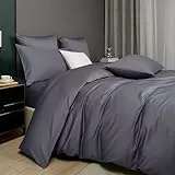 Luofanfei Mako Satin Baumwolle Bettwäsche 135x200 Grau Kühlend Glatt Muster Atmungsaktiv Bettwäsche Set Weich und Bügelfrei Uni Bettbezug Einzelbett und Kissenbezug 80x80 cm