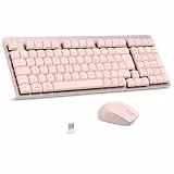 LeadsaiL Mechanische Tastatur mit niedrigem Profil, FA98 Pack kabellose Tastatur und Maus mit rotem Switch, 2,4 GHz Verbindung, spanische QWERTY-Tastatur mit numerischer Tastatur für Windows, Mac-Rosa