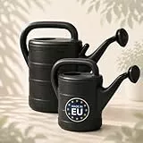 Gießkanne 1x 5L und 1x 10L Anthrazit – Kunststoff Giesskanne mit abnehmbaren Brausekopf, Garten-Gießkanne für Balkon & Pflanzen, Made in EU & HLKauf-Block