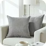 Topfinel Kissenbezug 65x65 cm Grau 2er Set Flauschig Chenille Deko Wohnzimmer Kissenhülle Kissenbezüge Sofakissen Dekokissen Kuschelkissen Zierkissen Für Sofa Bett Garten Balkon Outdoor