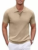 COOFANDY Poloshirt Strick Herren Kurzarm Leichtes Sommer Casual Polokragen Hemd Outdoor Golf Polo T Shirt Khaki L
