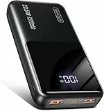 Power Bank 20000mAh 22.5W Klein Schnellladefunktion Powerbank 1 USB-C 2 USB-A Mini Externe Handyakkus LCD Display Akkupack für iPhone 17 16 15 14 13 Smartphones Travel Camping Outdoor etc (black01)