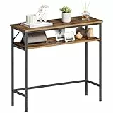 Asgolion Konsolentisch, schmaler Sofatisch mit 2 Ablagen, 24 x 75 x 75 cm, Flurtisch für kleine Räume, für Wohnzimmer, Eingangsbereich, Schlafzimmer, Flur, rustikal braun