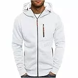 Jamicy Hoodie Herren Sweatjacke Male Kapuzenpullover mit Reißverschluss Classic Pullover mit Kapuze Einfarbig Sweatshirt Basic Sportjacke Cardigan Jacke Warehouse Deal Weiß 4XL