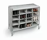 Domopak Living 8001410073822 Schuhschrank den 16 Fächer, Kunststoff/Stahl/Polypropylen, grau, 35 x 81 x 66 cm