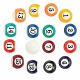 Tomedny 16PCS Billardkugeln Set, Mini Pool Ball Set Harz 2,5 cm Kleine Billardtisch Spiel Zubehör Pool Bälle für Freizeitspiele