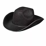 Boland 04071 - Hut Cowboy, für Erwachsene, Kopfbedeckung, Filz-Optik, Rodeo-Reiter, Wilder Westen, Kostüm, Karneval, Mottoparty, Schwarz