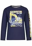 SALT AND PEPPER BY KIDS PARK Jungen Langarmshirt mit leuchtendem Bagger Print T-Shirt, True Navy, 128 cm-134 cm