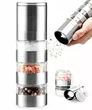 Zolmer® Modulare Salz und pfeffermühle 2 in 1 mit 3 Kammern – Edelstahl Salz Pfeffer Mühle & Gewürzmühle - Pfeffer- und Salzmühle, nachfüllbar & modern