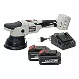 Dino KRAFTPAKET 15mm-18V Bürstenlose Akku Exzenter Poliermaschine für Auto mit 125mm Stützteller im Set mit 2 x 4Ah Akku und Ladegerät, Motor bürstenlos (Brushless Akkupoliermaschine)