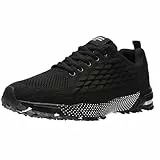 ASHION Turnschuhe Herren Sneaker Laufschuhe Sportschuhe Atmungsaktiv Sneaker Leichte Straßenlaufschuhe,C Schwarz,43 EU
