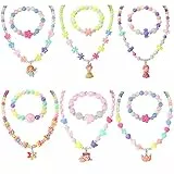Pinkgarden Kinderschmuck für Mädchen 6 Sätze Kleinkind Kinder Halskette Armband Geldbörse für Mädchen Spielen Schmuck für kleine Mädchen verkleiden sich Modeschmuck