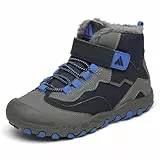 Mishansha Kinder Winterschuhe Warm Gefüttert Jungen Winterstiefel Mädchen Schneeschuhe Leicht Winterboots Rutschfest Outdoor Wanderschuhe, Blau 27 EU