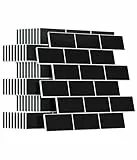 Yoillione Upgrade Dickere 3d Fliesenaufkleber Aufkleber für Bad Küche, Klebefliesen Vinyl Fliesen Selbstklebend Fliesenfolie, Weiß PVC Metro Fliesen Selbstklebend (10, Schwarz)