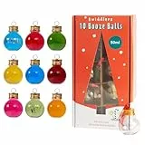 THE TWIDDLERS - 10 Weihnachtskugeln für Spirituosen & Liköre, Ornamente mit Aufklebern, Füllbare klare Xmas Baum Geschenk Dekorationen, Geschenk zu Weihnachten, Personalisierte Weihnachtskugeln - 50ml