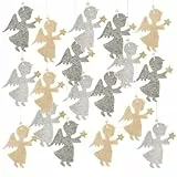 Filzengel Anhänger Set 18 Stück – Weihnachtsdeko zum Hängen 7,5 cm – Engel aus Filz mit Glitzerstern – Logbuch-Verlag