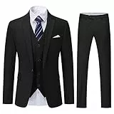 YOUTHUP Herren 3 Teilig Anzug Slim Fit Formell Anzüge 1 Knopf Herrenanzug für Business Hochzeit, Schwarz, S