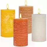 Kerzen Stumpenkerzen 4er Set, Stumpenkerzen weiß Geschenkset, Duftkerzen Stabkerzen groß, 240 Stunde Länge Brenndauer, Sojawachs Aromatherapie Kerzen, Kerzen Geschenkset Damen