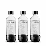 Sodastream 1L Tritan Kunststoffflasche - Kompatibel mit TERRA, ENSO, GAIA, ART Wassersprudler, BPA-freie Wasserflasche, spülmaschinengeeignete Sprudelflasche, Farbe: Schwarz, 3er-Pack