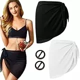 Cutiolly Damen Strand Wrap Sarong,2pcs Strandrock Strand Wrap Sarong,Strand Wrap Sarong Vertuschung Chiffon,Cover Up Strand Wrap,Kurz Bikini Rock für Strand Urlaub Strandkleid,Schwarz und Weiß