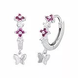Prinzessin Lillifee Creolen 925 Sterling Silber Mädchen Kinder Ohrschmuck, mit Zirkonia synth., 1,6 cm, Silber, Schmetterling, Kommt in Schmuck Geschenk Box, 2027893