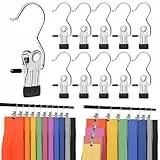 20 Stück Hosenbügel mit Klammern und Edelstahlhaken – Tragbar für Reisen, Platzsparend für den Kleiderschrank – Universal Kleiderbügel für Leggings, Shorts, Jeans, Röcke, Stiefel & Mützen
