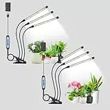 Wolezek Pflanzenlampe LED, 2 Pack 6000K Vollspektrum Grow Light, Weißes Pflanzenlicht mit Clip, Wachstumslampen für Pflanzen, Pflanzenlampen mit 5 Stufen Dimmbar, 6/12/16H Auto Timer