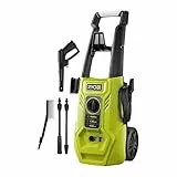 RYOBI 1600 W Elektro-Hochdruckreiniger RY130PWA (130 bar Druck, 420 l/h Födermenge, 40 Wassertemperatur, Aluminiumpumpe, 5m stahlarmierter Schlauch, 5m Kabel, Vario- und Turbo-Lanze, Universalbürste)