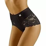 Wolbar Miederhose Damen Miederslip Hoher Taille Slip Shapewear Damen Figurformende Bauchweg Unterhose Spitze Sexy Unterwäsche Miederpant, Schwarz,XL