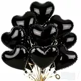 24 Stück Herz Folienballon, 18 Zoll Schwarz Herzförmige Luftballons, Heliumballons Herzballons Dekorationsset für Valentinstag Hochzeit Verlobung Jahrestag Party Babygeburtstag Brautparty