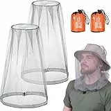 MsTeco 2 Stück Mückenschutz Kopfnetz Wiederverwendbar Atmungsaktiv Verstellbar Moskitonetz Kopf Feinmaschiges Geeignet für Outdoor-Enthusiasten Kletterer Angler Imker (Grau)
