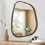 HLFMVWE Asymmetrischer Spiegel für Wanddekoration Moderner Ovaler Hölzerner Gerahmter Wandspiegel Eitelkeit piegel Dekorativ für Wohnzimmer Schlafzimmer Badezimmer Klein 40 x 30CM
