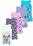 LOREZA ® 5 Stück Mädchen Baumwolle Unterhemden Tank Top - 128-134 (8-9 Jahre) - Modell 5
