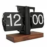 ciciglow Klappuhr, Einseitige Digitale Klappuhr, Retro-automatische Mechanische Klappuhr, Schreibtischuhr für Zuhause, Wohnzimmer, 12 Stunden (Black)