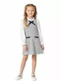 PATPAT Mädchenkleid Klassischer Tweed-Stil für Herbst/Winter, Prinzessin Kleid Langarmen und Elegantem Design, Partykleid und Einschulung-Kleid Perfekt für Teenager Mädchen, Schwarz-Weiß, 6-7 Jahre