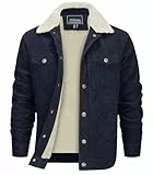 EKLENTSON Herren Thermo Fleecejacke Winddicht Motorrad Jacke Warme Truckerjacke Herbst Outdoorjacke (L, Navy)