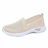 Damen Sneaker Atmungsaktive Turnschuhe Bequem Sportschuhe Slip On Jogging Fitness Schuhe Leicht Laufschuhe Sportschuhe Damen Schuhe Straßenlaufschuhe Walkingschuhe Outdoor Fitness (Beige, 40 EU)
