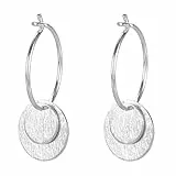 PERNILLE CORYDON Creolen Silber 925 - Damen Ohrringe DOUBLE COIN mit je zwei runden Plättchen-Anhängern Ø 15 mm - mit Schmuck/Geschenk-Box - E002s