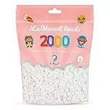 La Manuli Bügelperlen ca. 2000 Stück Midi Perlen Im wiederverschließbaren Beutel | Nachfüllset Bastelperlen Mit jeder Marke Beads kompatibel | 5 mm Steckperlen (Weiß)
