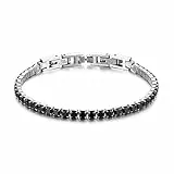 JewelryWe Tennisarmband Damen Armband mit Zirkonia: Weiß Edelstahl Tennis Armband Verstellbar Armkette Armreif Fußkettchen mit abnehmbarem Verschluss Elegant Schmuck 3mm Breit 18cm Länge