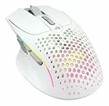 Glorious Gaming Model I 2 Wireless Gaming Mouse – Hybrid 2.4Ghz & Bluetooth, 75 g superleicht, 9 Tasten (2 austauschbar), PTFE-Füße, MMO/MOBA/FPS, Lange Akkulaufzeit, Seitliche Daumenauflage – Weiß