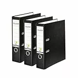 Original Falken 3er Pack PP-Color Ordner. Made in Germany. 8 cm breit DIN A4 schwarz Vegan Kunststoff-Ordner Ringordner Aktenordner Briefordner Büroordner Plastikordner Schlitzordner